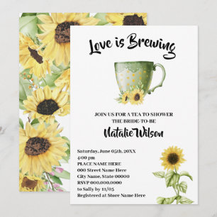Love is Brewing Sunflowers Tea Bridal Shower Invit Invitation