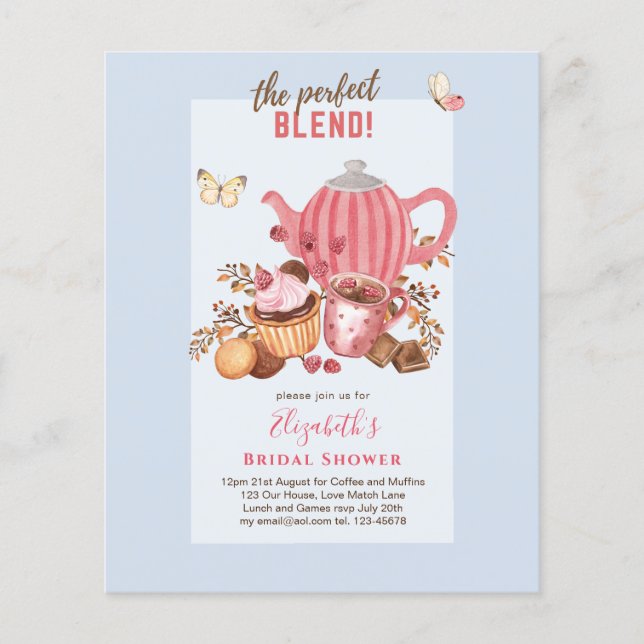 Love is brewing! Tea Party BIRTHDAY SHOWER Invites Flyer (Front)