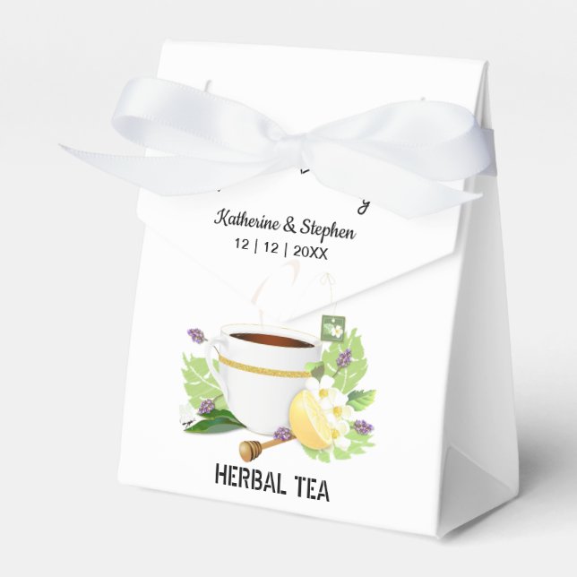 Love Is Brewing Tea Wedding Favor Box (Front Side)