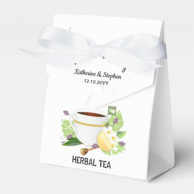 Love Is Brewing Tea Wedding Favor Box (Front Side)