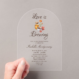 Love Is Brewing Theme Acrylic Invitations