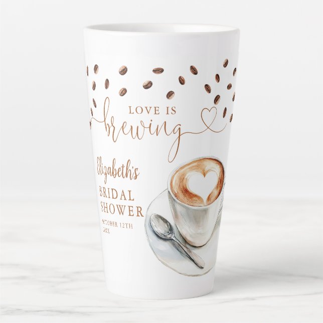 Love Is Brewing Theme Bridal Shower Latte Mug (Front)