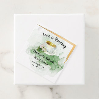 Love is Brewing Tropical Palm Tea Bridal Shower Favour Tags