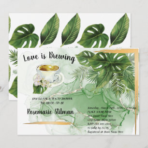 Love is Brewing Tropical Palm Tea Bridal Shower Invitation