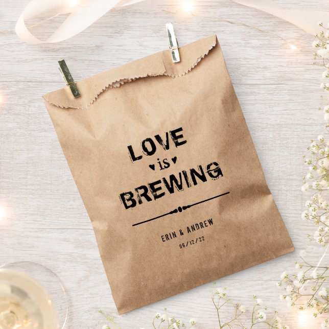 Love is Brewing Wedding Cofee Tea Favour Bag (Clipped)