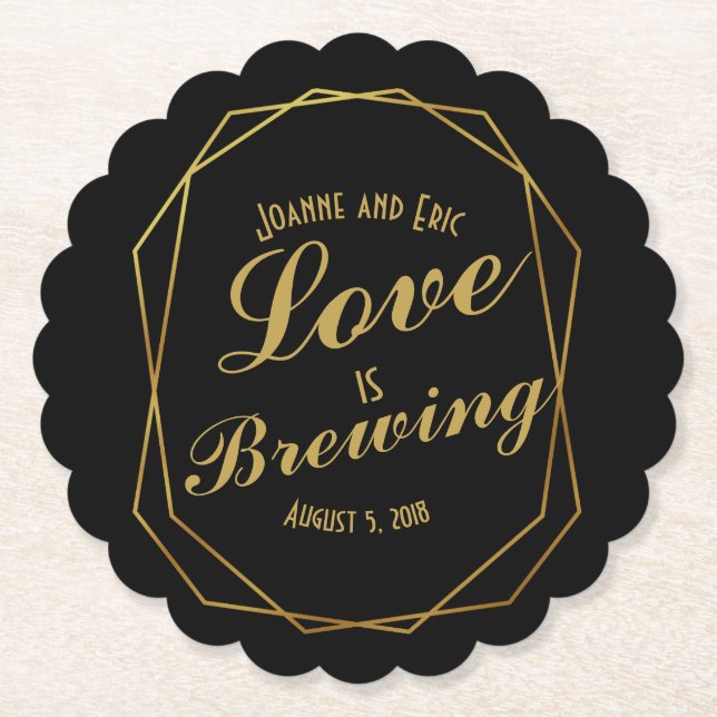 love is brewing wedding pub custom coaster art dec (Front)