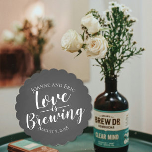 love is brewing wedding pub style favour paper coaster