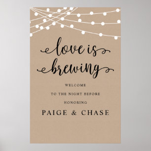 Love is Brewing, Wedding Rehearsal Dinner, Rustic Poster