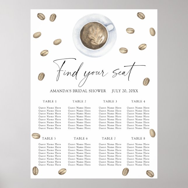 Love is brewing Wedding seating chart (Front)