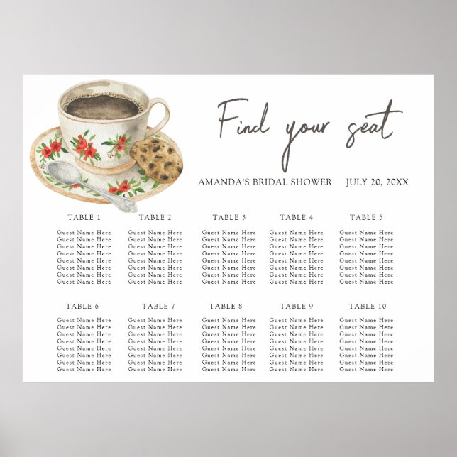 Love is brewing Wedding seating chart (Front)