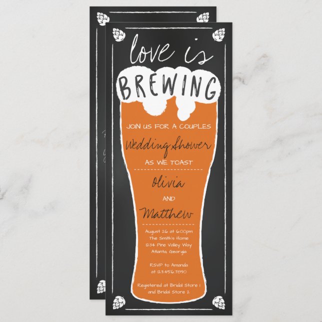 Love is Brewing Wedding Shower Invitation (Front/Back)