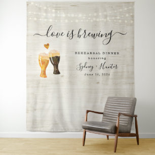 Love is Brewing Wedding Shower Photo Backdrop Tapestry