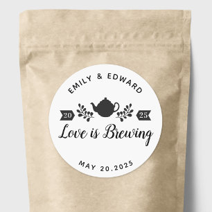 Love is Brewing Wedding Tea Favour Classic Round Sticker