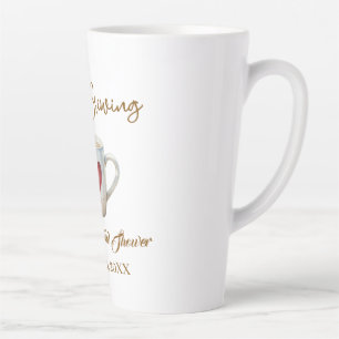 Love is Brewing white coffee mug heart bridal show
