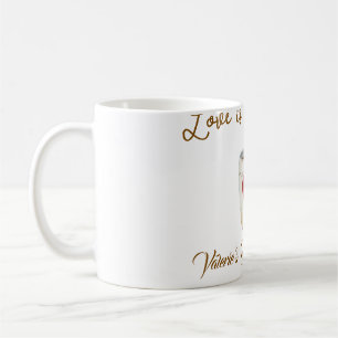 Love is Brewing white coffee mug heart bridal show