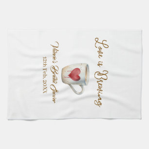 Love is Brewing white coffee mug heart bridal show Kitchen Towel