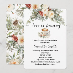 Love is Brewing Winter Bridal Shower Coffee Invitation