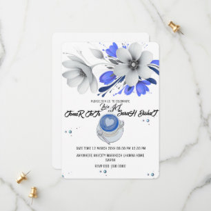 Love is Bridal Shower Invitation, Blue Floral, Blu Save The Date