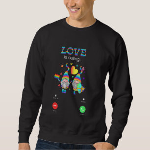 Love Is Calling Funny Couple Gnomes Lgbt Lesbian G Sweatshirt