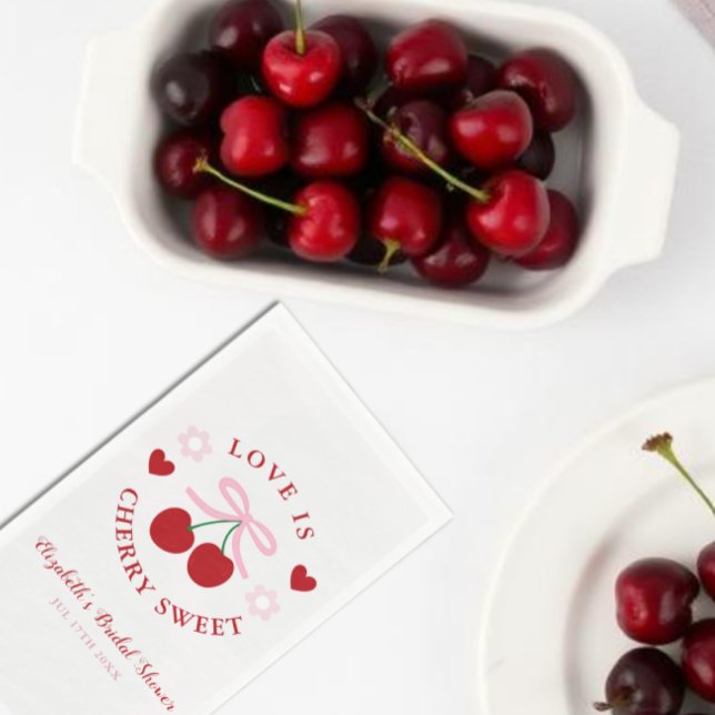 Love Is Cherry Sweet Bridal Shower Napkin (Creator Uploaded)