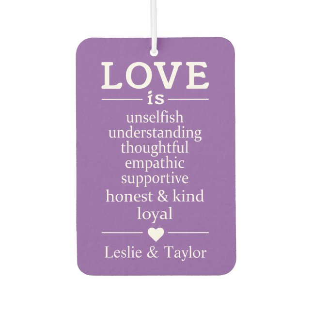 Love Is … custom names & colour air freshner Air Freshener (Front)