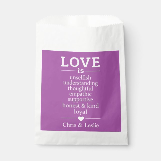 Love Is … custom names & colour favour bags (Front)
