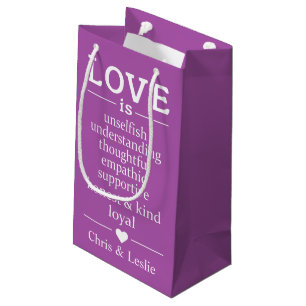 Love Is … custom names & colour small gift bag