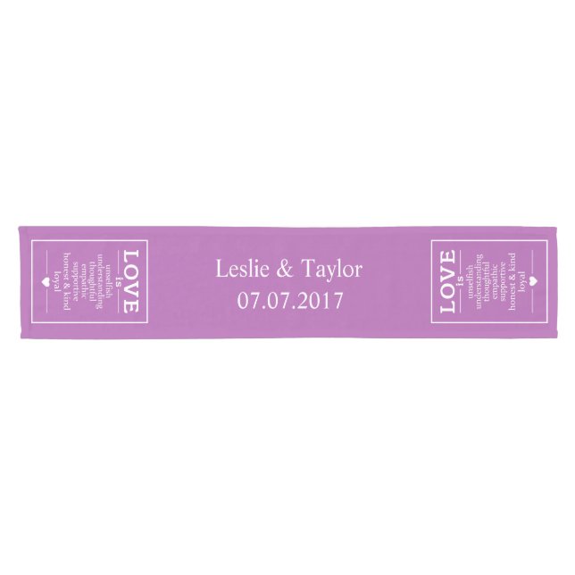 Love Is … custom names, date & colour table runner (Horizontal)