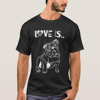 Love Is English Bulldog Cute Dog Drawing T-Shirt