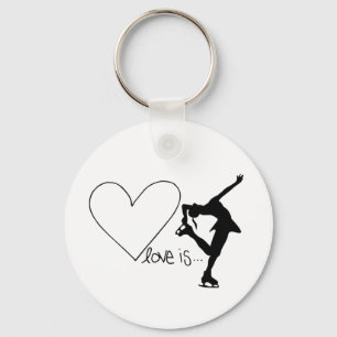 Love is Figure Skating, Girl Skater & Heart Keychain