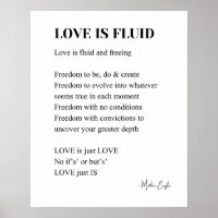 Love is fluid poem poetry wall art poster