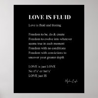 Love is fluid poem poetry wall art poster black 