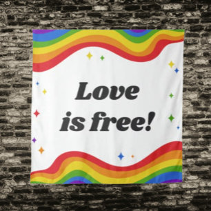 Love is Free: Rainbow Pride Tapestry
