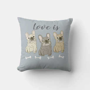 Love is French Bulldogs Throw Pillow