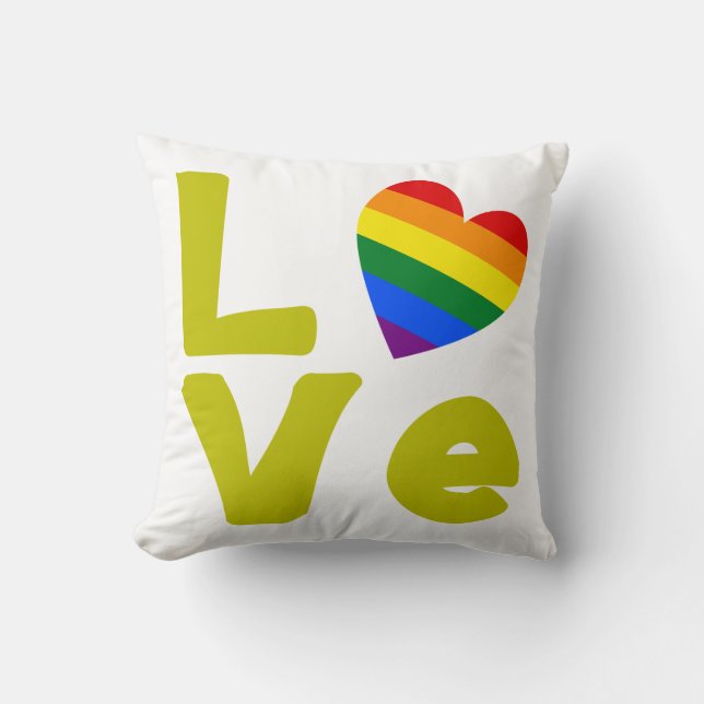Love Is Gay Gold Throw Pillow (Front)