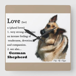Love Is German Shepherd Gifts Square Wall Clock
