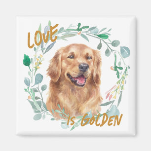 Love is Golden Retriever Wreath Magnet