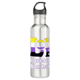Love Is Greater Than Hate (Non-binary Pride) 710 Ml Water Bottle