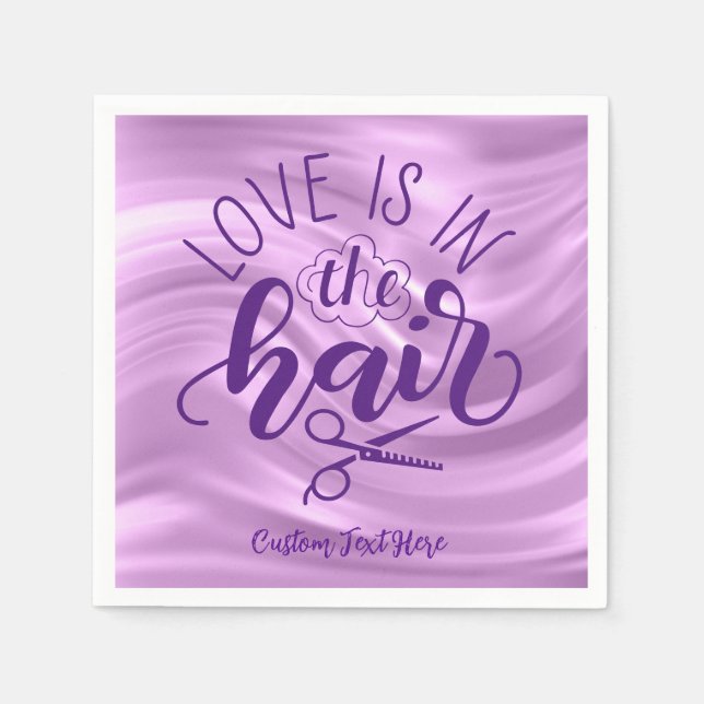 Love Is Hair Beautician Beauty Shop Personalized Napkin (Front)