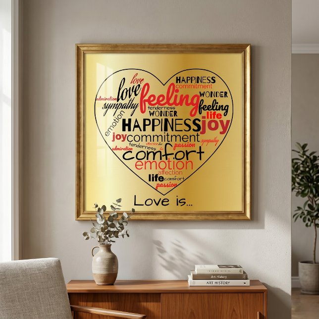 Love Is Heart Shaped Word Cloud Repeat Typography Poster (Creator Uploaded)