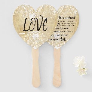 LOVE IS I Corinthians 13 Typography Hand Fans