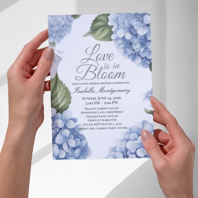 Love Is in Bloom Aesthetic Feminine Hydrangea Invitation (Love Is in Bloom Aesthetic Feminine Hydrangea Invitations)