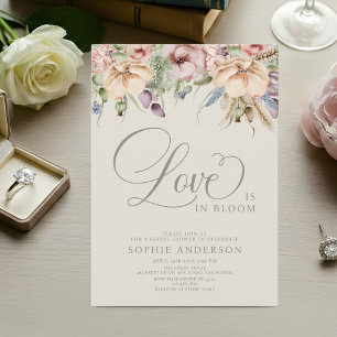 Love Is In Bloom Beige Wildflower Bridal Shower Invitation