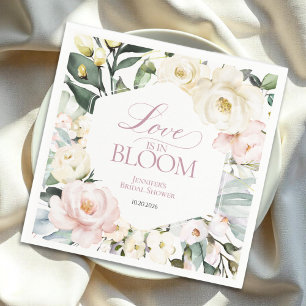 Love is in Bloom   Boho Floral Frame Bridal Shower Napkin