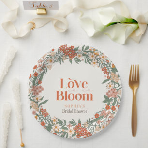 Love is in Bloom Boho Wildflower Bridal Shower Paper Plate