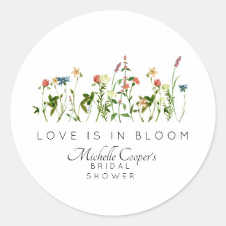 Love is in Bloom Bridal Shower Classic Round Sticker