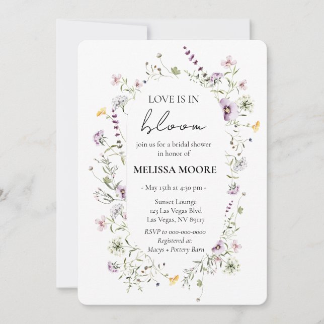 Love Is In Bloom Bridal Shower Invitation (Front)