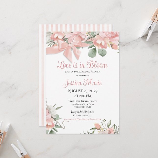 Love is in Bloom Bridal Shower Invitation (Front/Back In Situ)