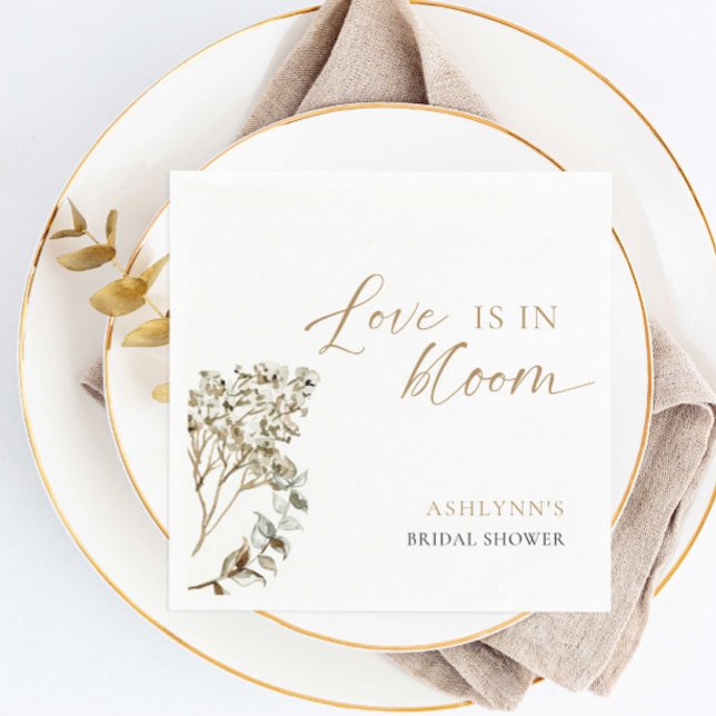 Love is in Bloom Bridal Shower Pampas Grass Napkin (Creator Uploaded)