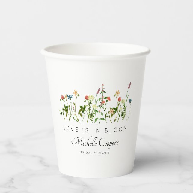 Love is in Bloom Bridal Shower Paper Cups (Front)